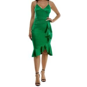 Emerald Sundae Strappy Ruffle Dress Knee Length Size Large Back Zip NEW